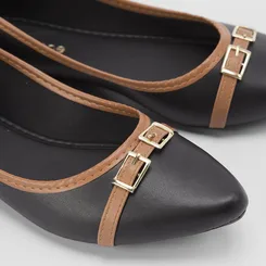 Sapatilha Feminina Penélope Detalhe Fivela Preto