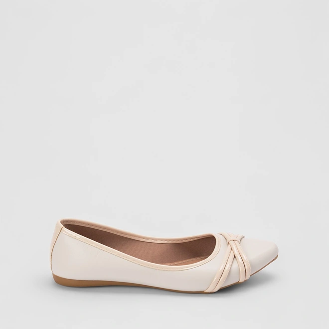 Sapatilha Feminina Penélope Tiras Slim Nude & Off White