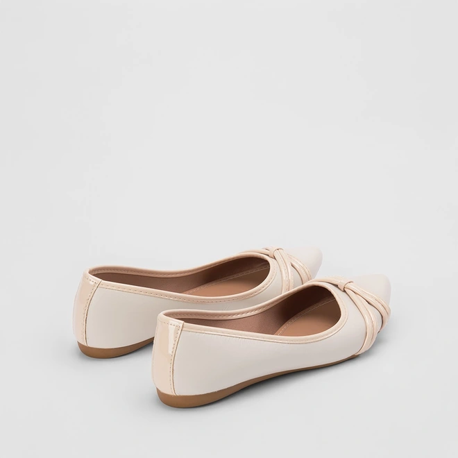 Sapatilha Feminina Penélope Tiras Slim Nude & Off White