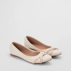 Sapatilha Feminina Penélope Tiras Slim Nude & Off White