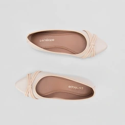 Sapatilha Feminina Penélope Tiras Slim Nude & Off White