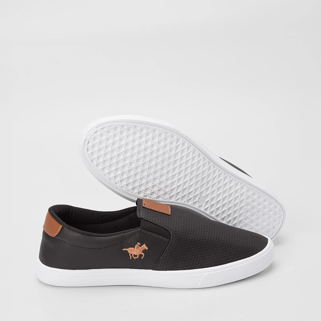 Slip On Polo Energy Detalhe Perfuros Preto
