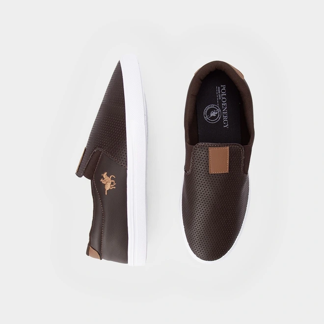 Slip On Polo Energy Detalhe Perfuros Marrom