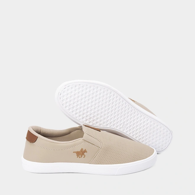 Slip On Polo Energy Detalhe Perfuros Bege