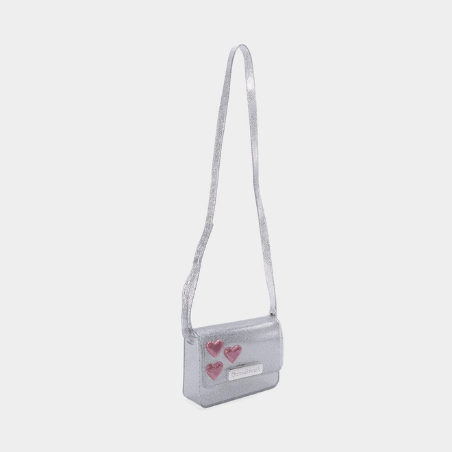 Bolsa Infantil Charmosinha Chic Glitter Coração Prata