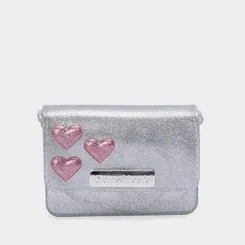 Bolsa Infantil Charmosinha Chic Glitter Coração Prata