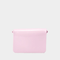 Bolsa Camera Bag Charmosinha Chic Média Transversal Glitter Coração Rosa