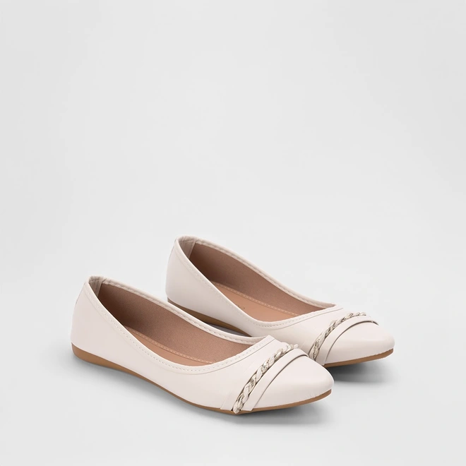 Sapatilha Feminina Penélope Tira Estilizada Metalizada Off White