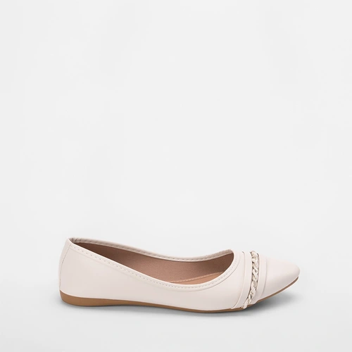 Sapatilha Feminina Penélope Tira Estilizada Metalizada Off White