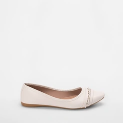 Sapatilha Feminina Penélope Tira Estilizada Metalizada Off White