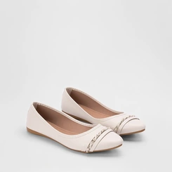 Sapatilha Feminina Penélope Tira Estilizada Metalizada Off White