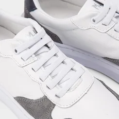 Tênis Masculino Mac & Jac Casual Recortes Couro Cinza & Branco