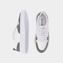 Tênis Masculino Mac & Jac Casual Recortes Couro Cinza & Branco