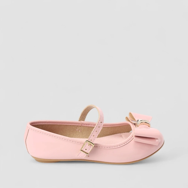 Sapatilha Boneca Infantil Molekinha Verniz Detalhe Laço & Tacha Rosa