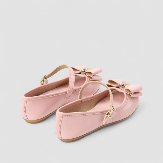 Sapatilha Boneca Infantil Molekinha Verniz Detalhe Laço & Tacha Rosa