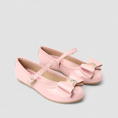 Sapatilha Boneca Infantil Molekinha Verniz Detalhe Laço & Tacha Rosa