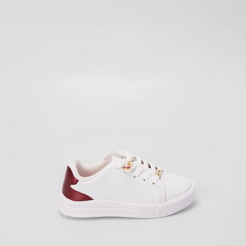 Tênis Infantil Molekinha Casual Aplicação Cereja Vinho & Branco