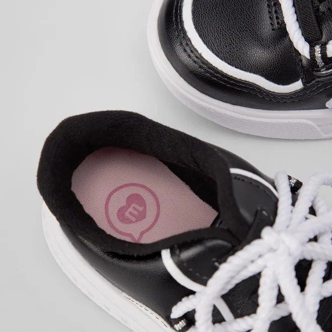 Tênis Infantil Molekinha Casual Recortes Cordão Preto