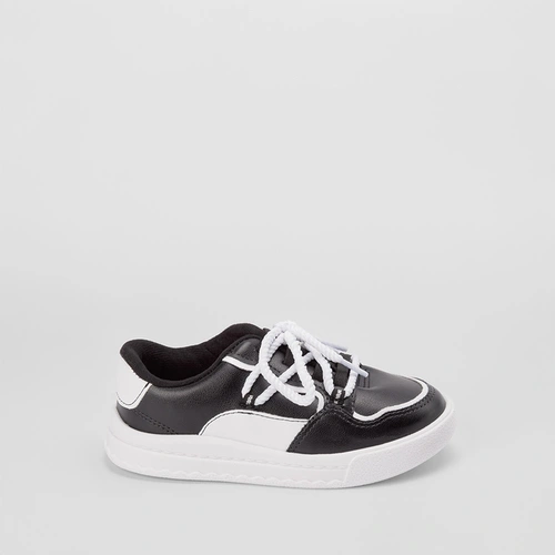 Tênis Infantil Molekinha Casual Recortes Cordão Preto