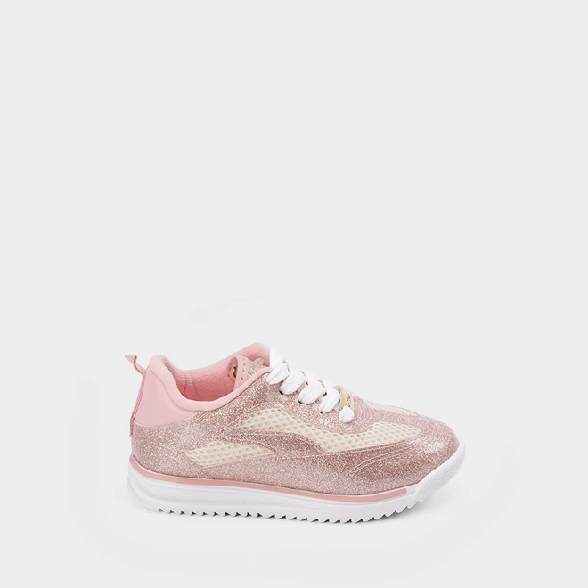 Tenis Infantil Molekinha Casual Recorte Glitter Rosa