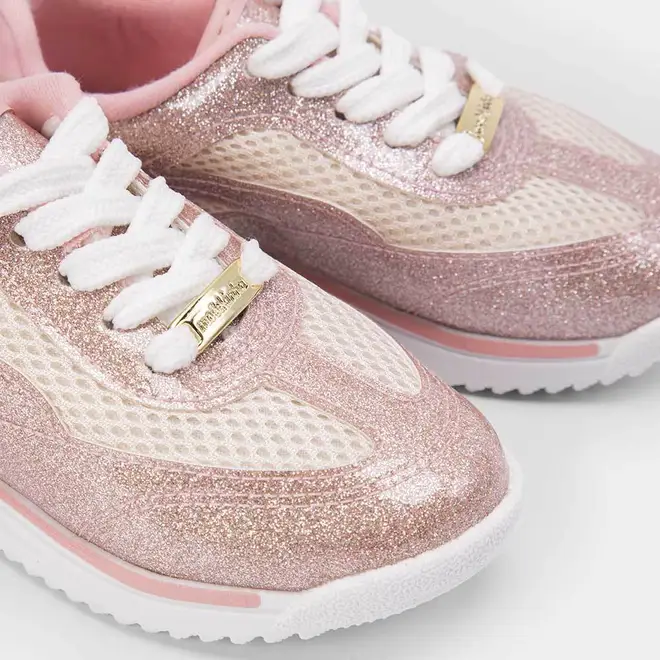 Tenis Infantil Molekinha Casual Recorte Glitter Rosa
