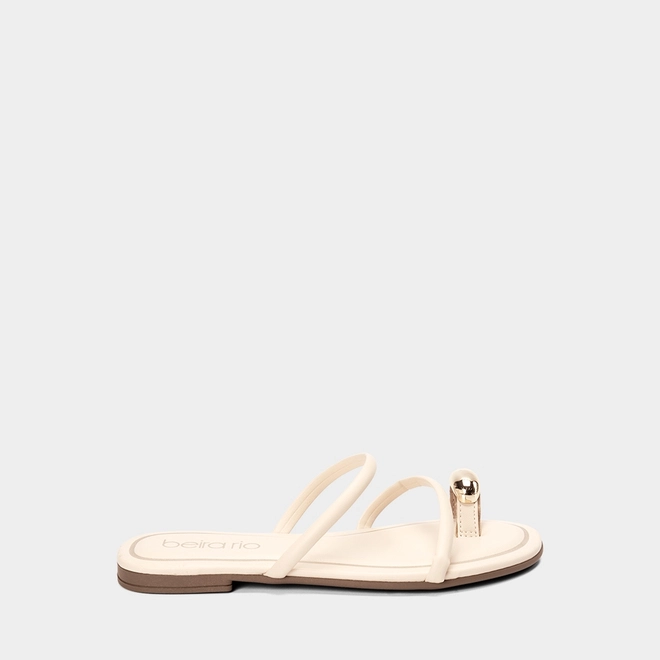 Rasteira Feminina Beira Rio Detalhe Bold Off White