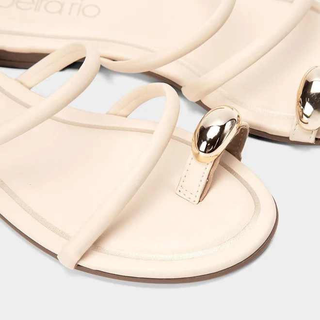 Rasteira Feminina Beira Rio Detalhe Bold Off White
