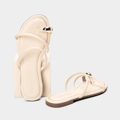 Rasteira Feminina Beira Rio Detalhe Bold Off White