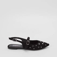 Sapatilha Slingback Gabriela Nobuck Rebite Preto
