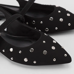 Sapatilha Slingback Gabriela Nobuck Rebite Preto
