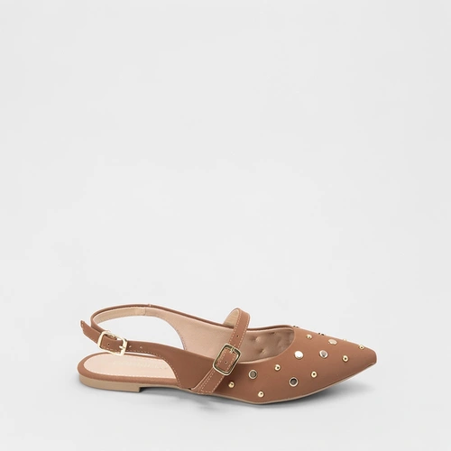 Sapatilha Slingback Gabriela Rebites Caramelo
