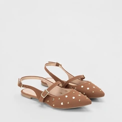 Sapatilha Slingback Gabriela Rebites Caramelo