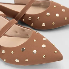 Sapatilha Slingback Gabriela Rebites Caramelo