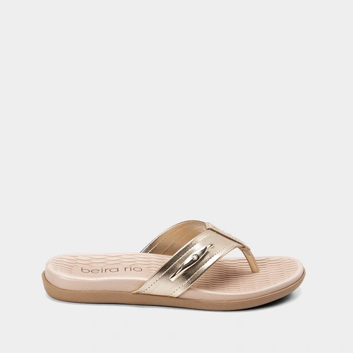 Rasteira Beira Rio Tiras de Dedo Dourada