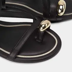 Sandália Rasteira Beira Rio Tiras Cruzadas Detalhe Bold Preto