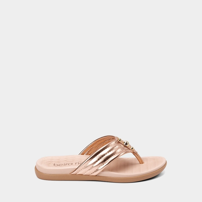 Tamanco Feminino Beira Rio Detalhe Esferas Metalizado Rose Gold