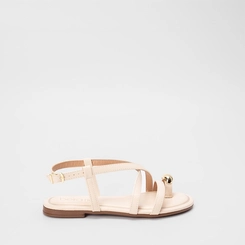 Sandália Rasteira Beira Rio Tiras Detalhe Bold Off White