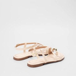 Sandália Rasteira Beira Rio Tiras Detalhe Bold Off White