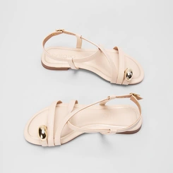 Sandália Rasteira Beira Rio Tiras Detalhe Bold Off White
