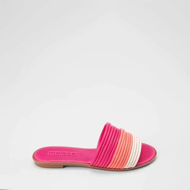 Rasteira Feminina Moleca Multitiras Rosa