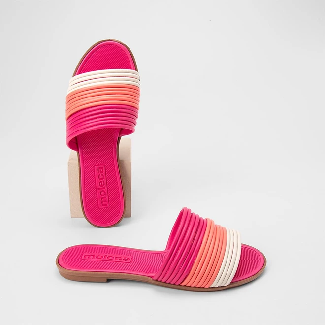 Rasteira Feminina Moleca Multitiras Rosa