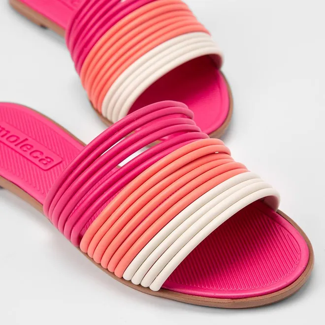 Rasteira Feminina Moleca Multitiras Rosa