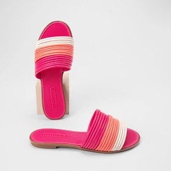 Rasteira Feminina Moleca Multitiras Rosa