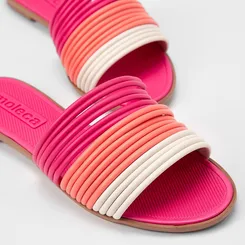 Rasteira Feminina Moleca Multitiras Rosa