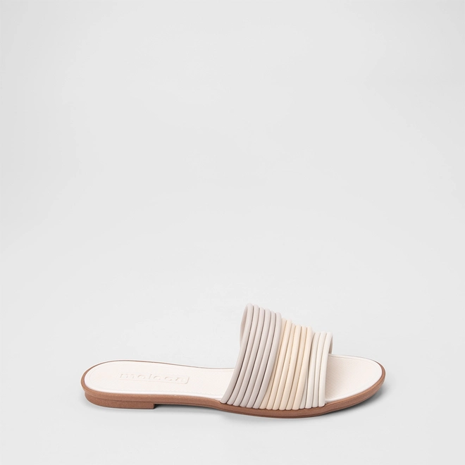Rasteira Feminina Moleca Multitiras Off White