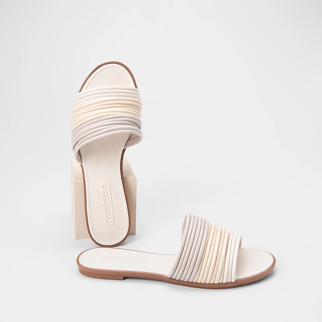 Rasteira Feminina Moleca Multitiras Off White