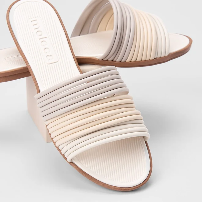 Rasteira Feminina Moleca Multitiras Off White