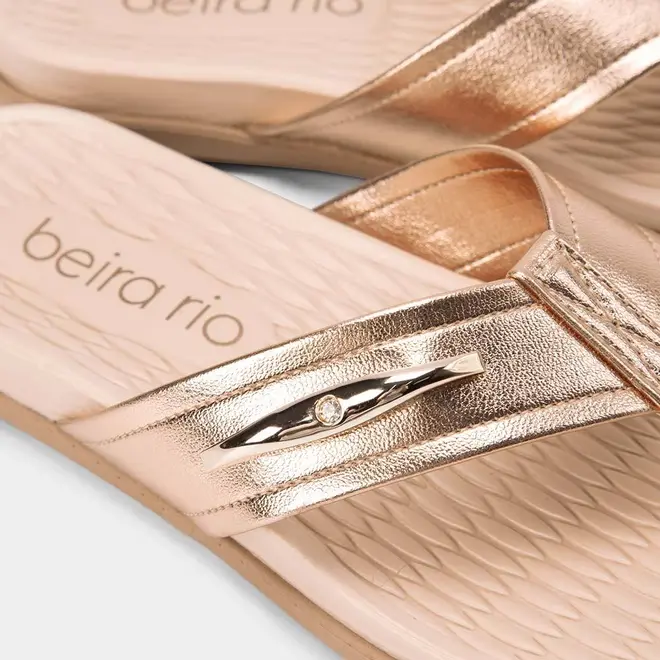 Rasteira Beira Rio Tiras de Dedo Rose Gold