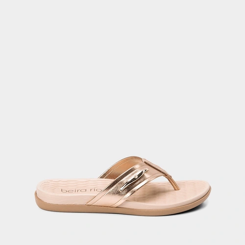 Rasteira Beira Rio Tiras de Dedo Rose Gold