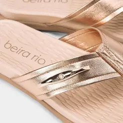 Rasteira Beira Rio Tiras de Dedo Rose Gold